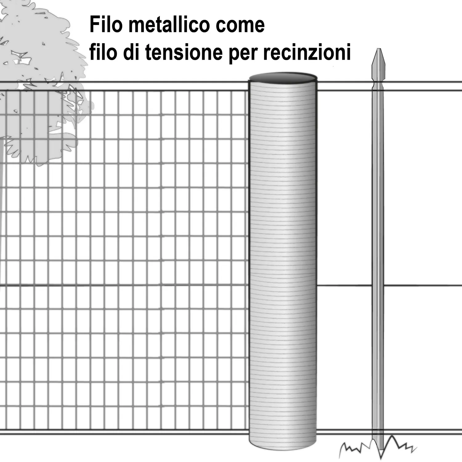 TENAX Filo Metallico Zincato da Esterno per Recinzioni