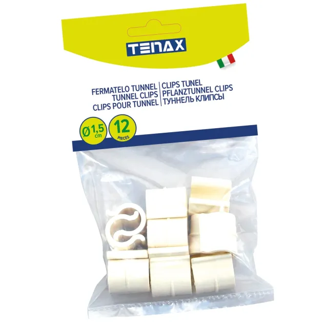 TENAX Fermatelo per serrette Tunnel clips bianche 12 pezzi anti UV