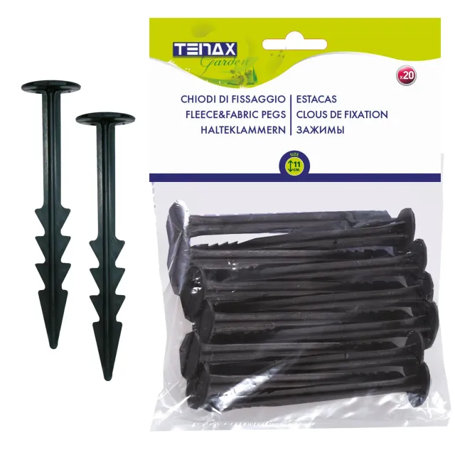 TENAX Chiodi Fissaggio Plastica 11 cm Neri 20 Pezzi