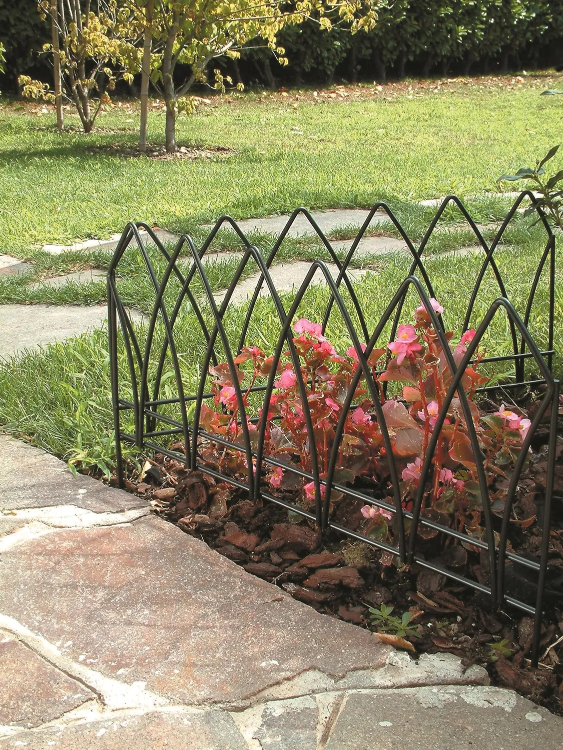 Fenceshop.eu Bordura giardino arco gotico nera 38x60 cm acciaio