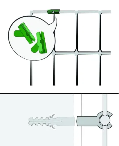 Fenceshop Clip Distanziali Rete Muro Verdi 6 Pezzi