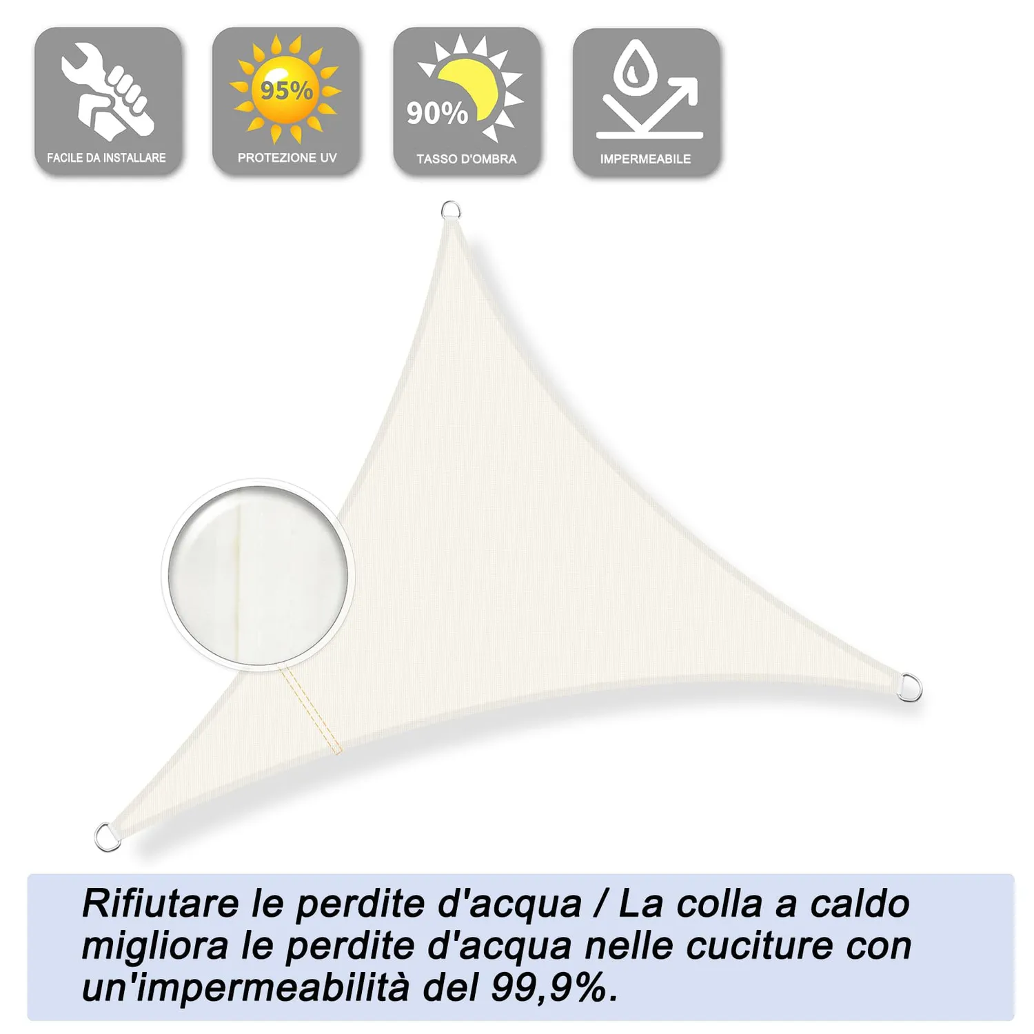 Sunnylaxx tenda a vela ombreggiante triangolare impermeabile