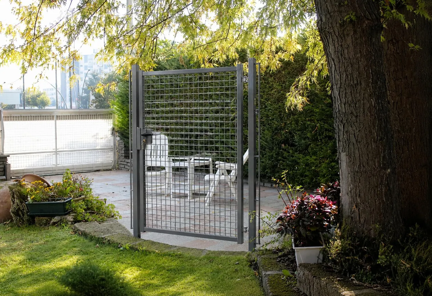 Fenceshop.eu Standard Cancello Acciaio 2 Ante Rete 50x50 mm